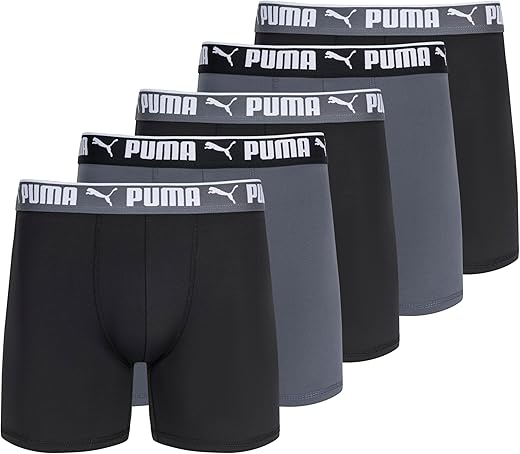 PUMA mens 5 Pack Performance Boxer Briefs
