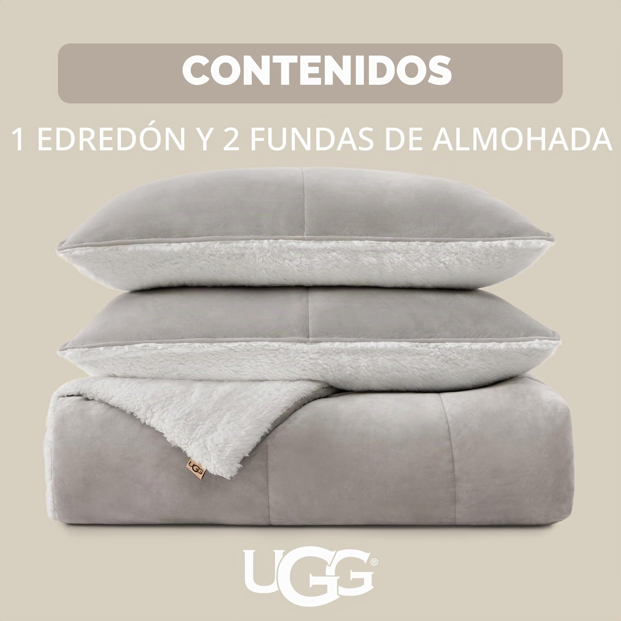 UGG - Juego de edredón Blissful - Ropa de Cama Suave y acogedora - Edredón Reversible y Fundas de Almohada - Juego de tamaño King - Detalles de Dormitorio - Sello