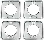 ATMA SUPPLY Chrome Square Gas Range Drip Pan 7.65''x7.65'' Pack of 4 Replaces SGP-400 786333 WP786333 AP6011553 PS11744751