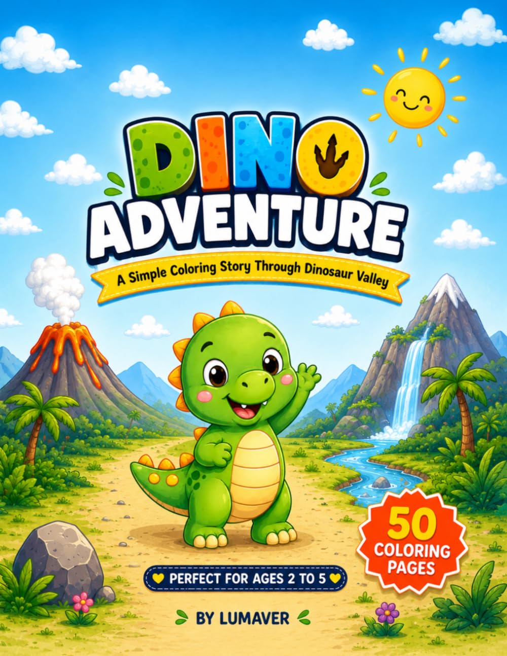 Dino Prehistoric Adventure Colouring Book: A Simple Coloring Story Through Dinosaur Valley