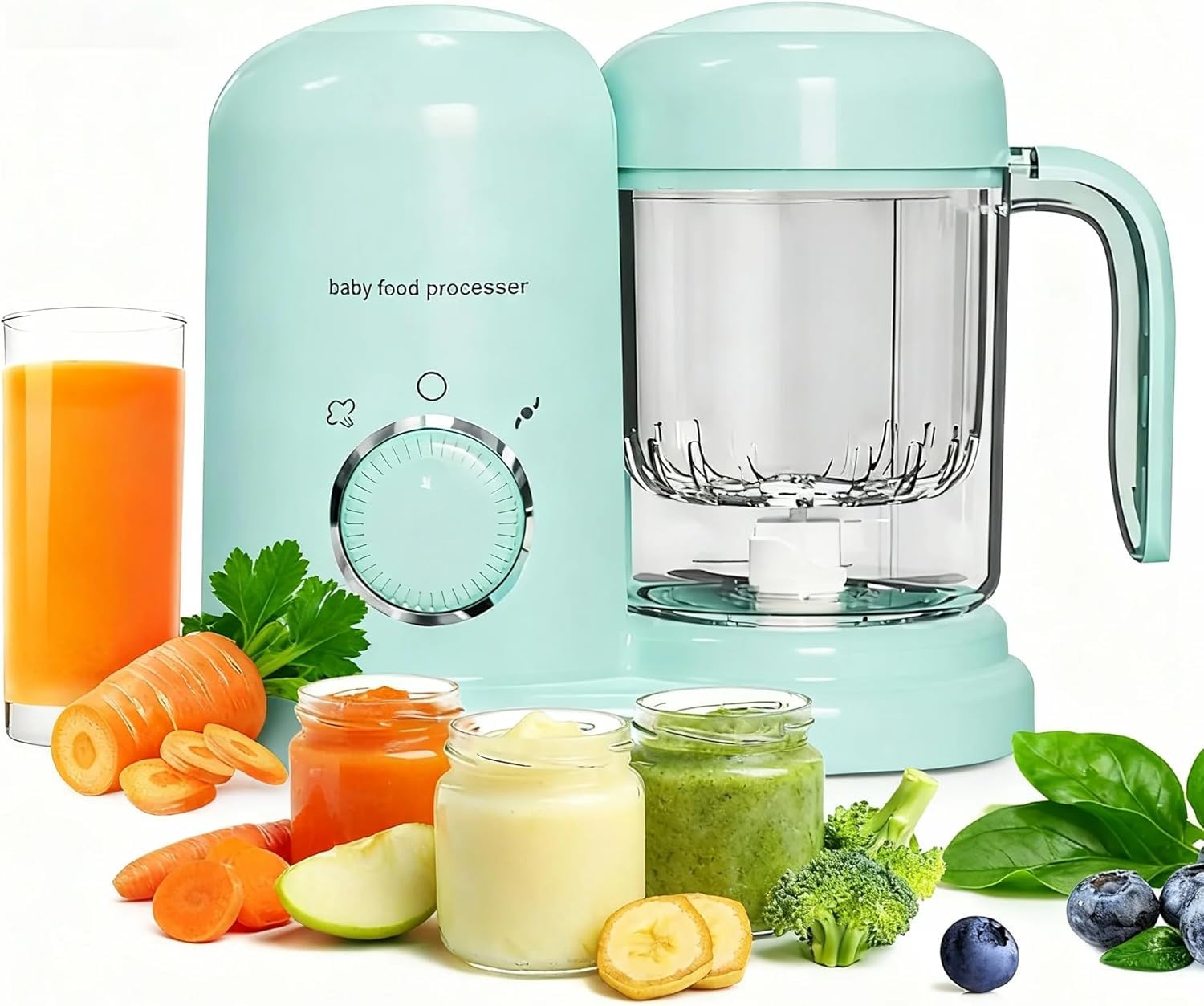 Robot de cocina, batidora para bebés, cocción al vapor y mezcla automática | Batidora multifunción 4 en 1 para bebés, con indicador LED, para niños a partir de 4 meses, diseño todo en uno y compacto