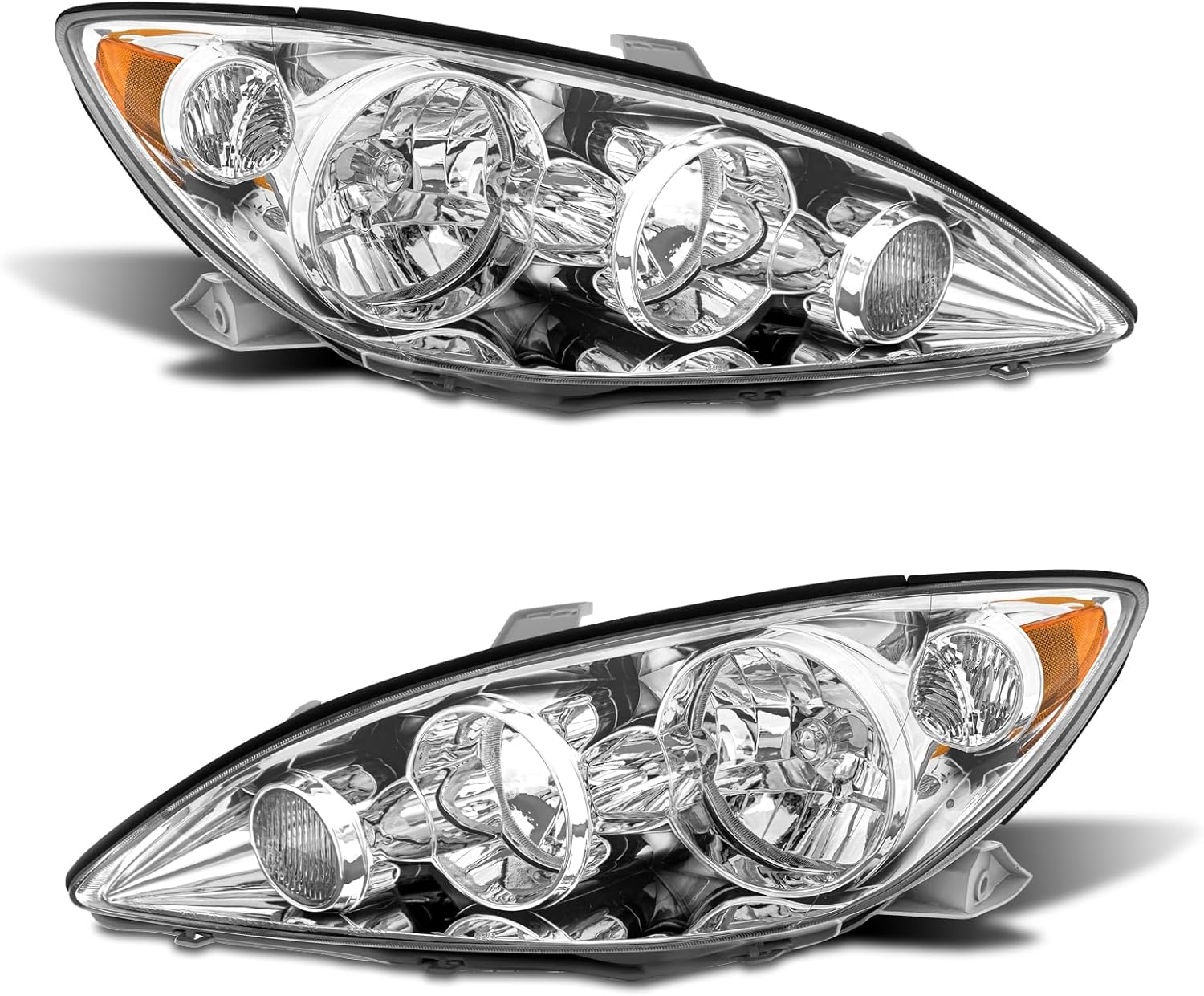ADCARLIGHTS Headlight Assembly Pair for 2005–2006 Toyota Camry (Chrome Housing)