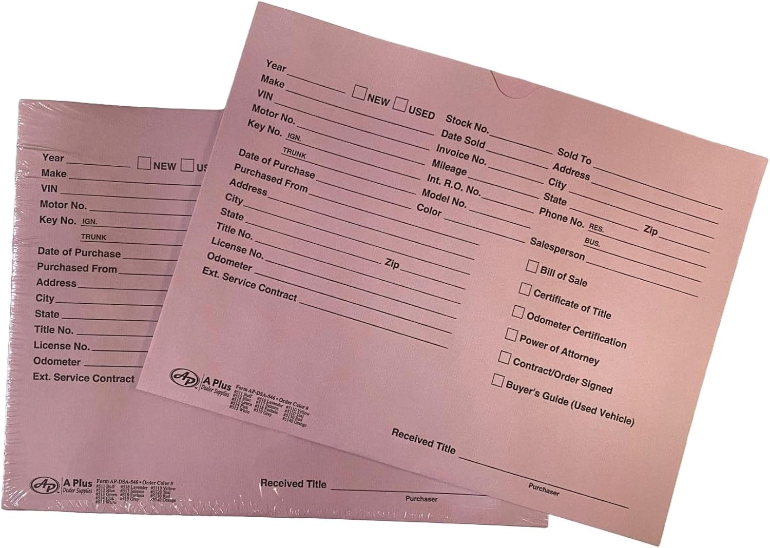 Vehicle Printed Dealer Jackets #514 DSA-546 Pink, 100 Quantity (U2T*)