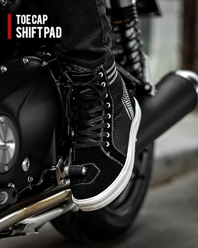 Miniatura 6 de IRON JIA'S Zapatos de motocicleta para hombre, antideslizantes, transpirables, informales, para motocicleta, con cremallera lateral, soporte para el