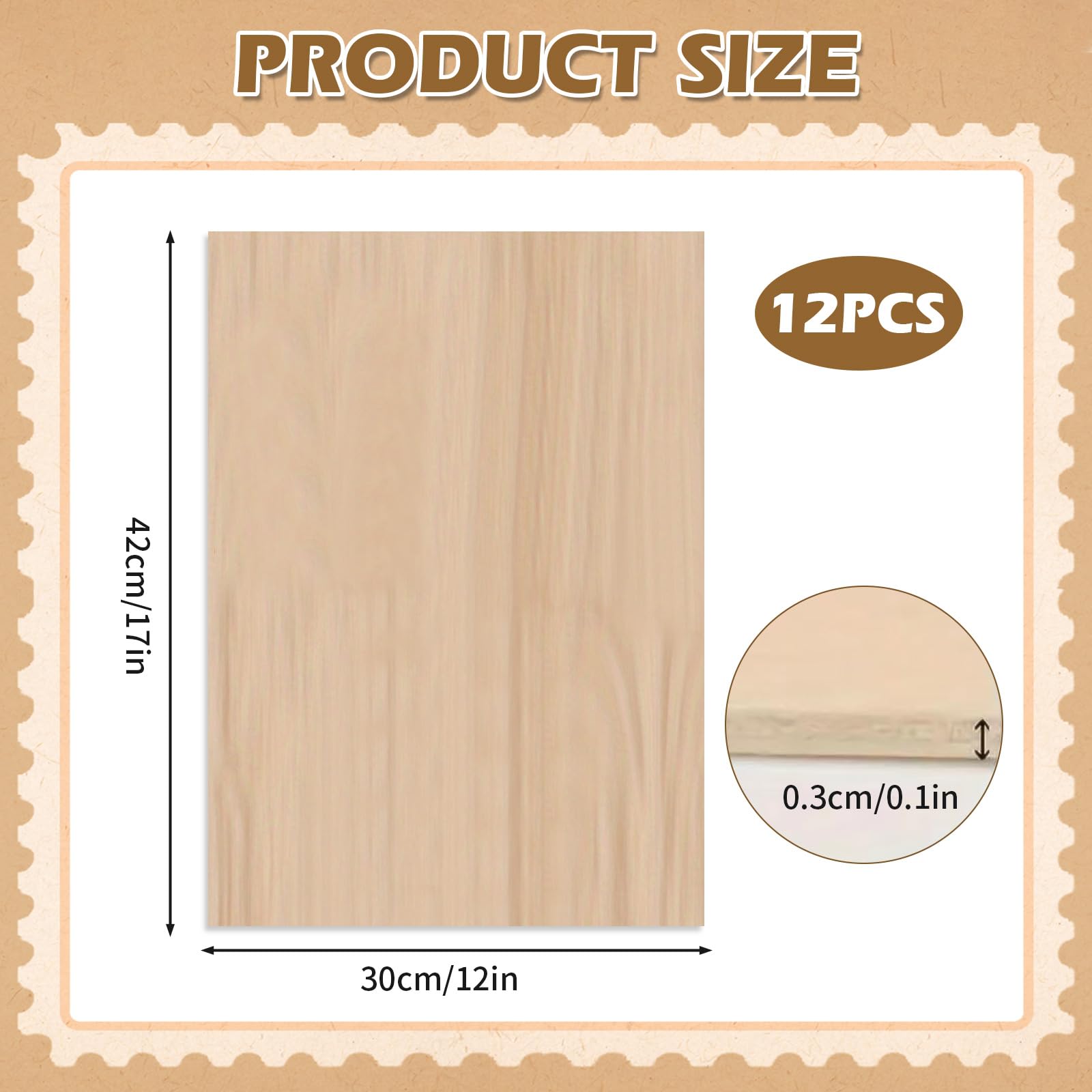 Sperrholzplatte 3mm, 420x300mm 12 Stück A3 Holzplatte Zuschnitt Nach Maß Unbehandeltes Bastelhölzer Holz für Modellbau Laserschnit Laser Gravur Holz Brennen Malerei CNC