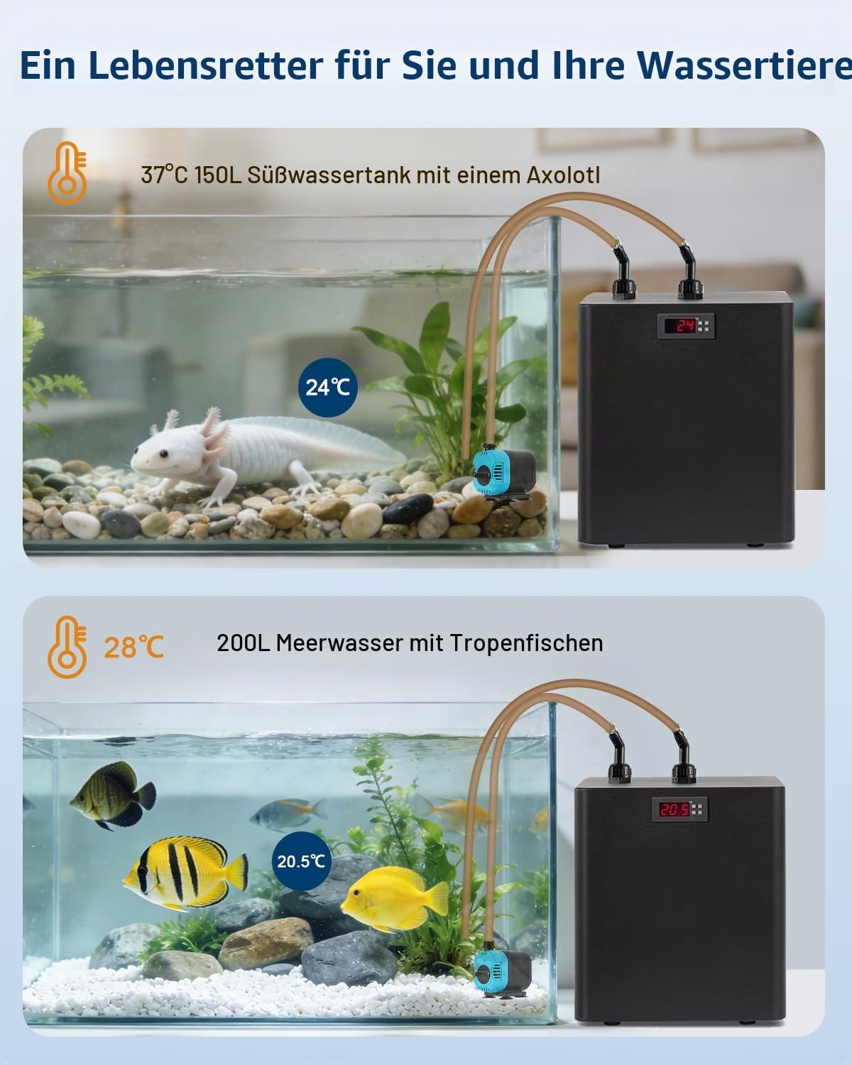 BAOSHISHAN Aquarium Wasserkühler, 300 Liter, Wasserkühler für Süß-/Salzwasser-Aquarien