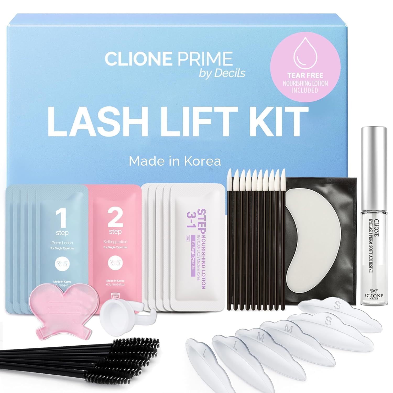 Korean Lash Lift Kit - 5 Sets At Home Eyelash Perm Kit with Upgraded Glue, Eyelash Lift Kit, DIY Lash Perm Easy for Beginner & Professional, Semi Permanent Perming Wave Suitable For Salon & Home