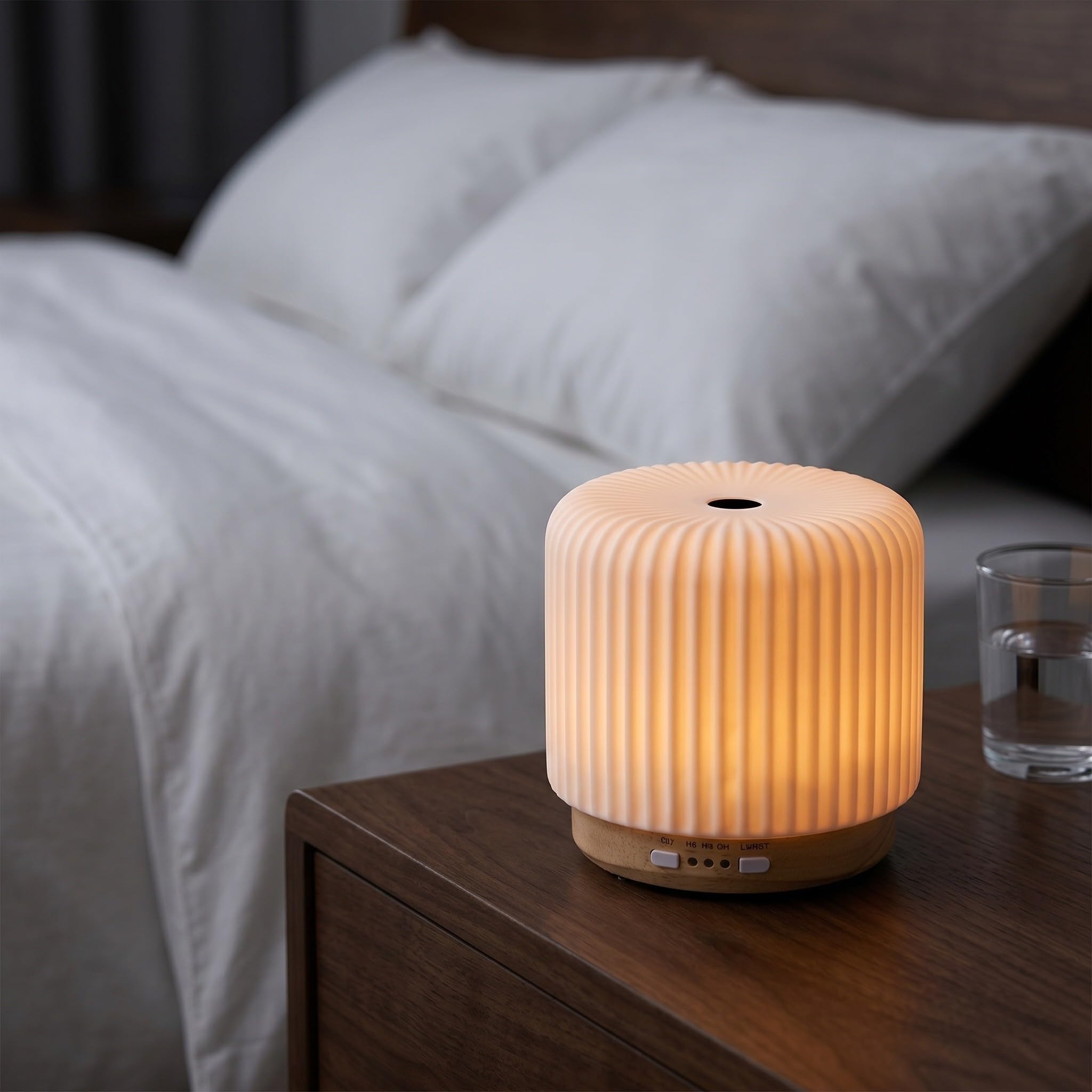ULTECHNOVO Diffusore di Oli Essenziali e Umidificatore 220ml con Tecnologia a Vapore Silenziosa in Materiale e Legno, per Stanza da Dormire e Spa