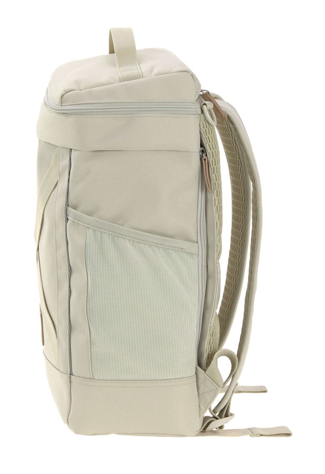 LÄSSIG Baby Wickelrucksack Wickeltasche Rucksack mit Wickelunterlage, Kinderwagenbefestigung, Flaschenhalter nachhaltig produziert/Cross Backpack Light Olive, 1103035562