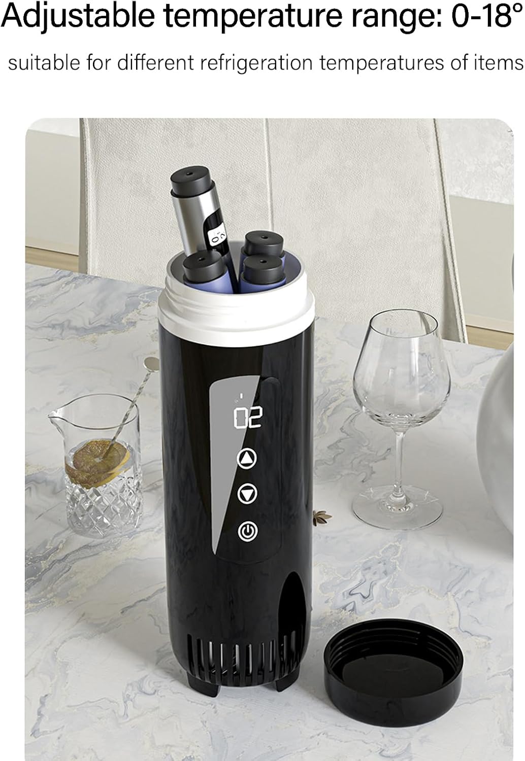 0-18℃ Portable Small Vacuum Insulated Cup Insulins Refrigerated Cup Coolers LCD Beverage Refrigerator Portable Pens Coolers Travel Case Medication - Image 3