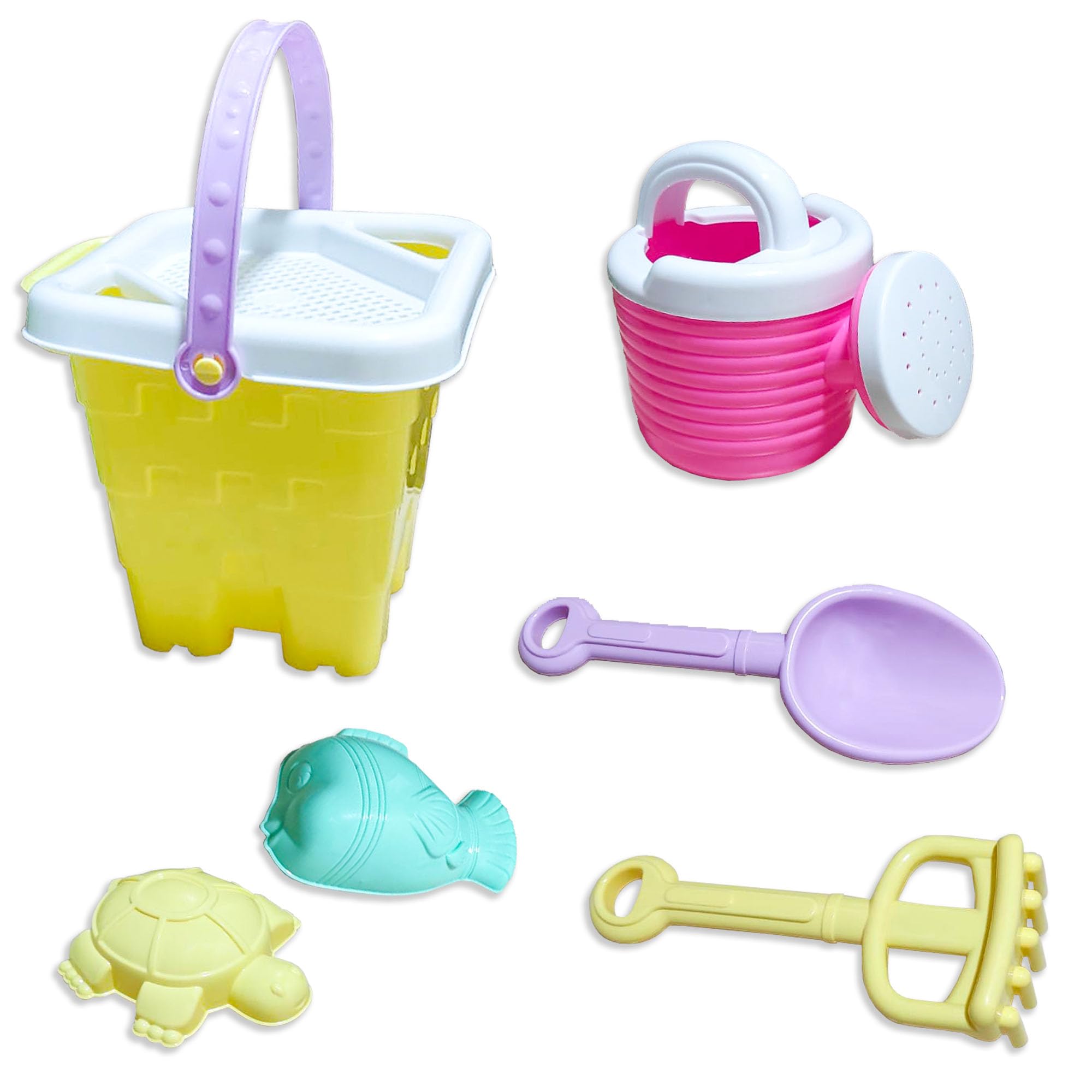 VersaMarts 6pcs Sand Toys Set with Sand Bucket, Smooth Surface for Hands-On Training