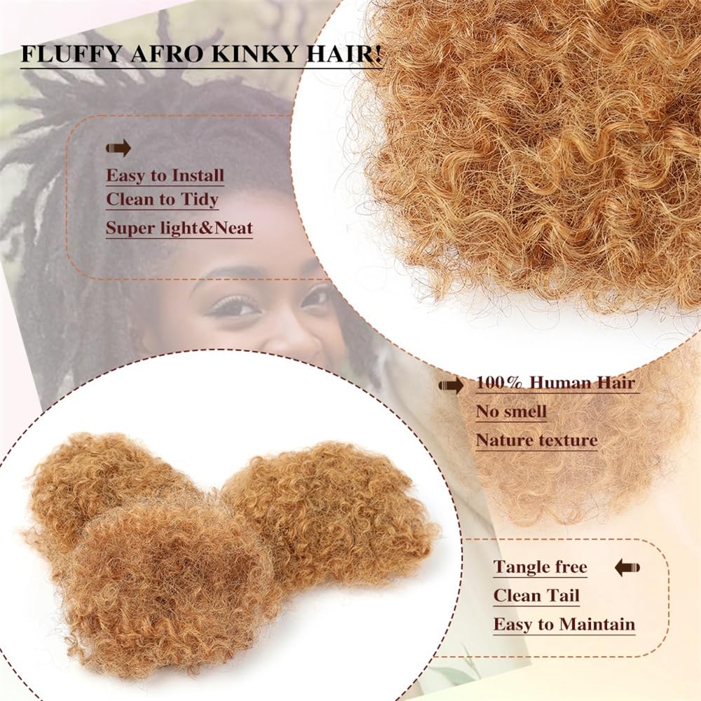 Splatanie włosów Afro Kinkys Ludzkie Włosy Ludzkie Do Przedłużania Dredów 27# Blond Afro Szydełkowe Włosy Dla Czarnych Kobiet Kobieta(8inches)