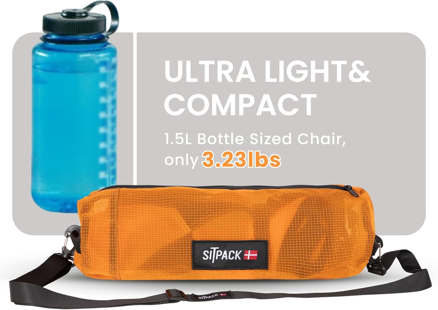 Sitpack Campster 2.0 Ultra Lightweight Backpack Chair with 5s Folding, Small Compact Portable Hiking Chairs with Bottled Sized for Camping, Outside, Beach, Climbing, Fishing