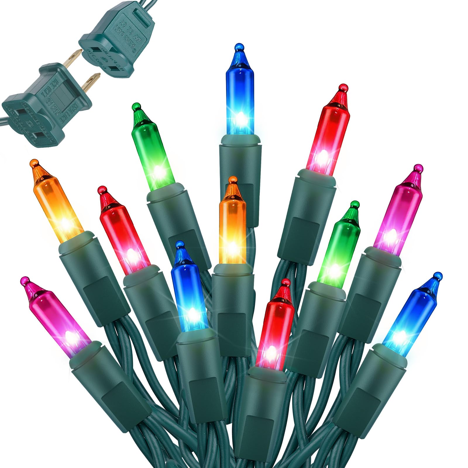 Multi-Colored Christmas Lights, 20FT 100 Count Incandescent Mini String Lights, Connectable Waterproof Fairy Light Christmas Decorations for Indoor Outdoor Xmas Tree Garland Garden Patio Party Decor
