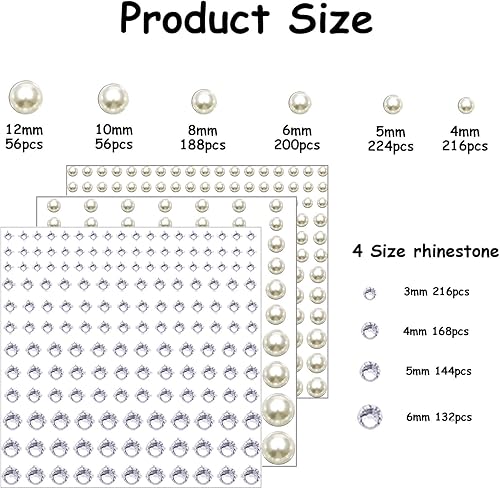 Miniatura 2 de 1600 piezas de perlas y joyas autoadhesivas para ojos, cuerpo, cara, cabello, gemas y perlas para maquillaje, bricolaje, manualidades, accesorios