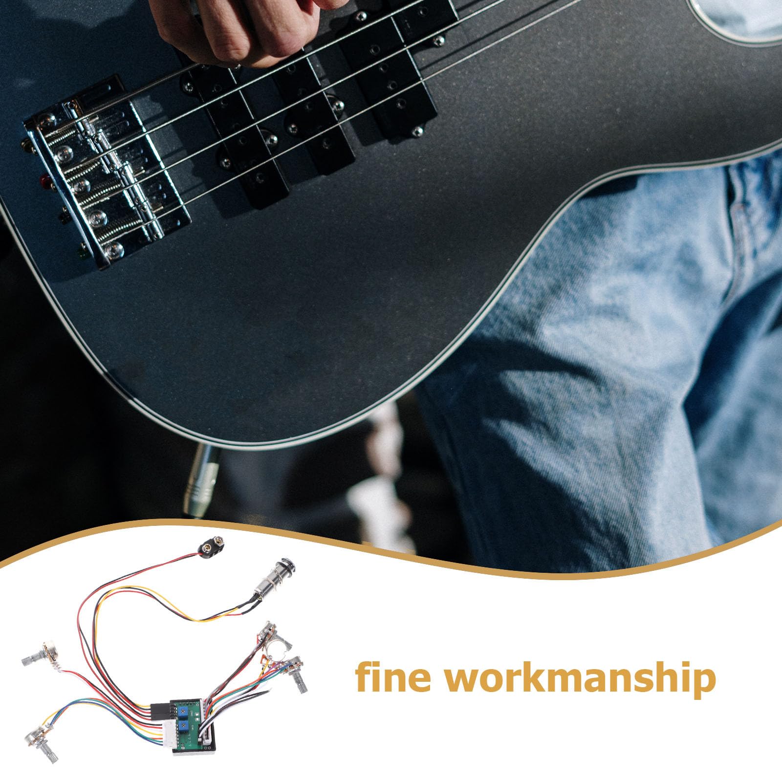 ibasenice Kabelbaum für Bassgitarre und E-gitarre mit 3-band Schaltung Bass/mittel/höhenregelung und Master Volume aus Kunststoff und Metall für Gitarrenzubehör