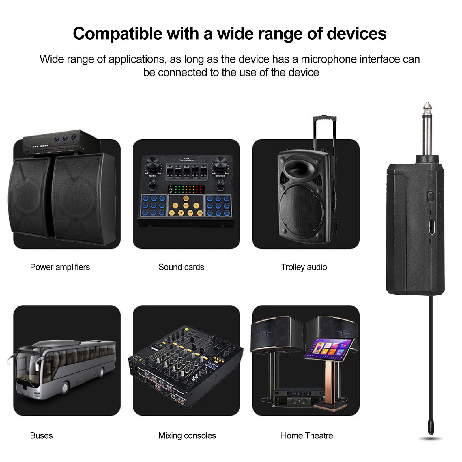 Mikrofon Bezprzewodowy, Metalowy Mikrofon Dynamiczny Podwójny Ręczny Bezprzewodowy Mikrofon UHF z Odbiornikiem do Urządzenia do Karaoke Przemówienie Weselne (BLACK)