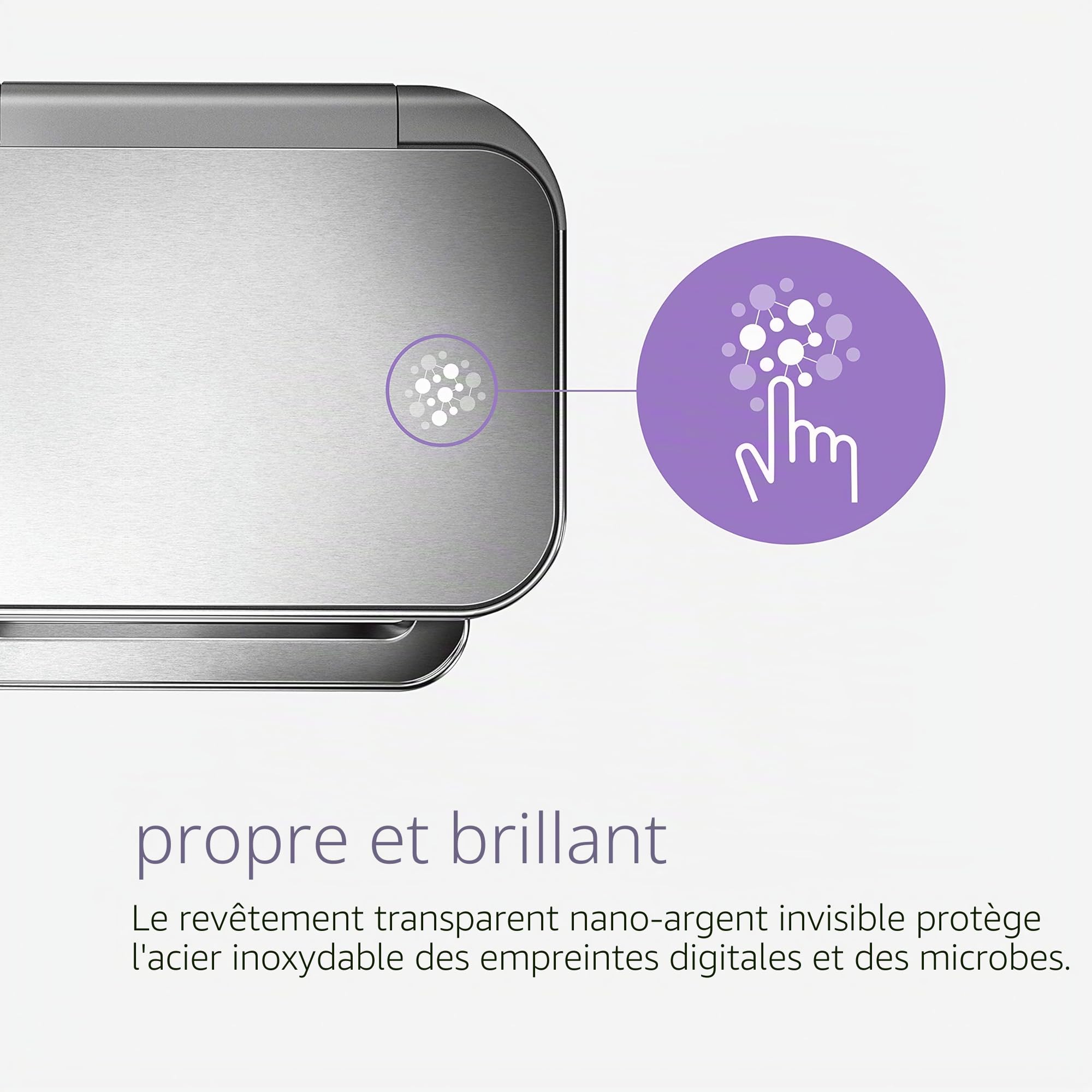 Simplehuman CW2025 poubelle de recyclage rectangulaire acier inoxydable brossé 58 litres 2 bacs