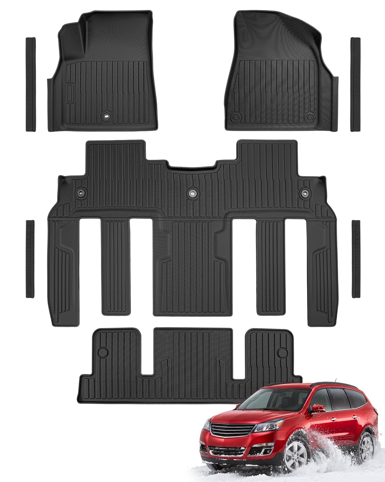 Car Floor Mats for Buick Enclave/for Chevy Traverse 2009-2017, Black