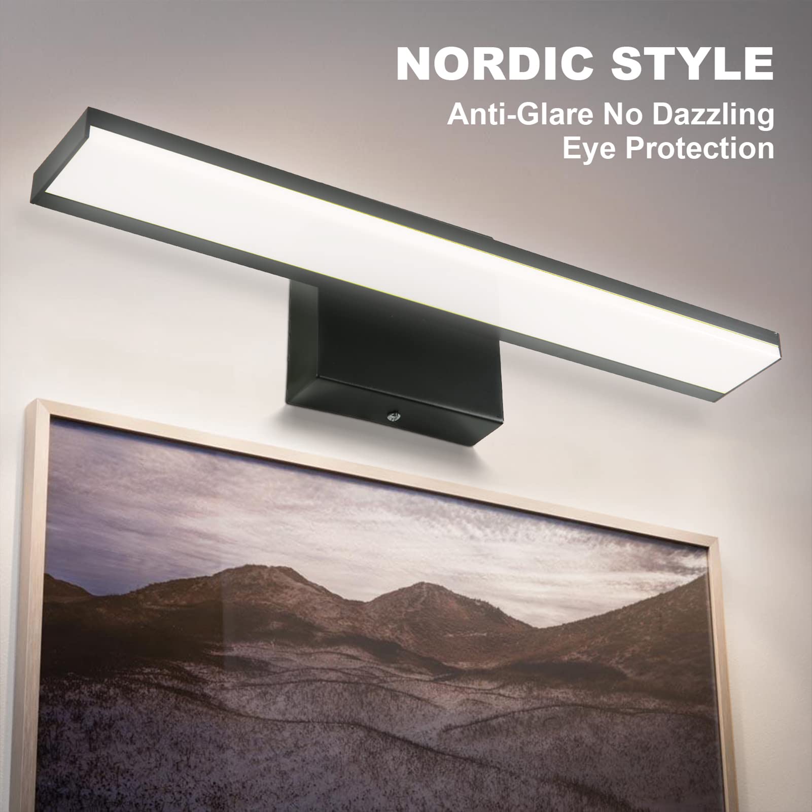 40 cm LED Miroir de salle de bain lumineux 12 W, 1020 lumens Lumière blanche froide 6000 K Sans scintillement Indice de protection IP44 230 V Fixation murale