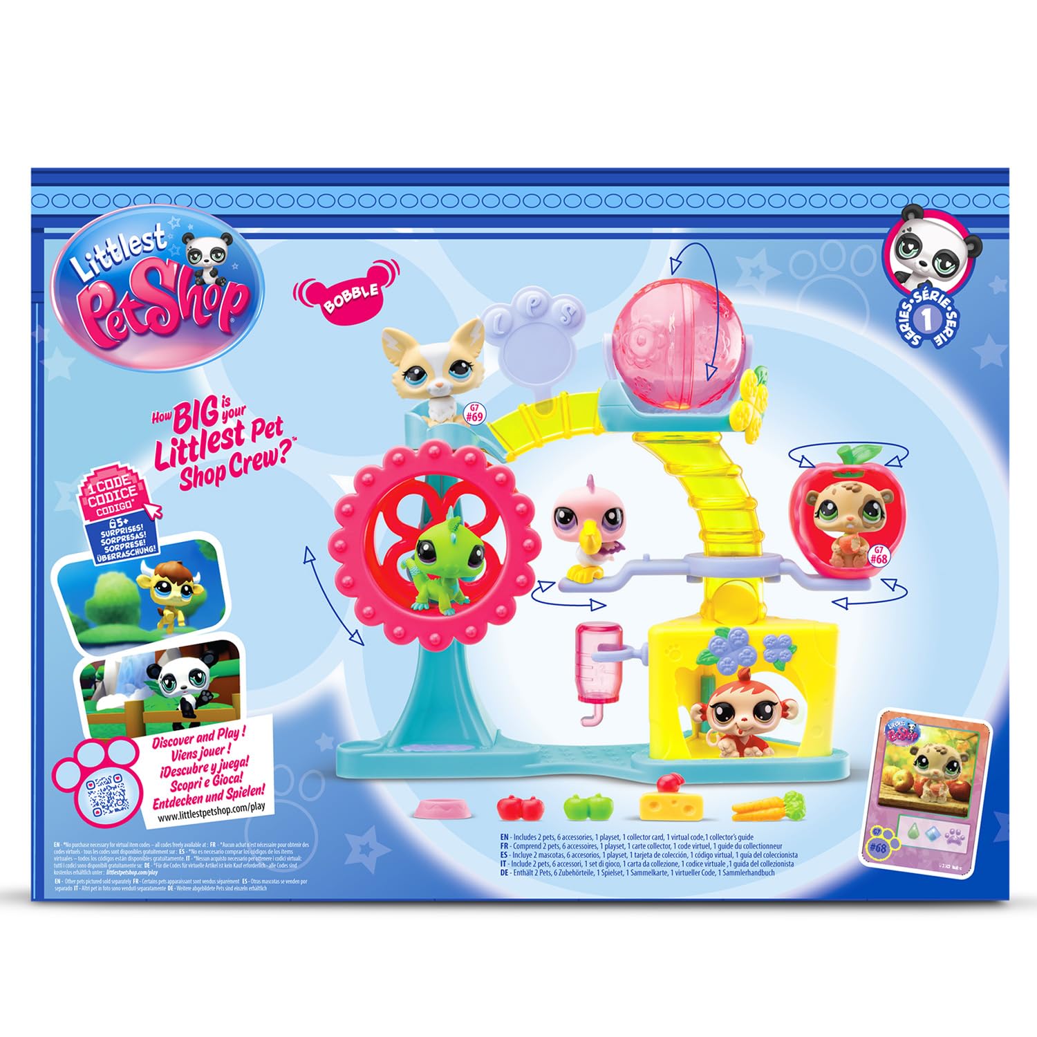 BANDAI Littlest Pet Shop, Czas zabawy Playset, mobilne głowy, Gen 7 (zwierzęta domowe #69 i #68 Ekskluzywne zwierzęta do zabawy), dla dzieci od 4 lat, BF00519 wielokolorowy