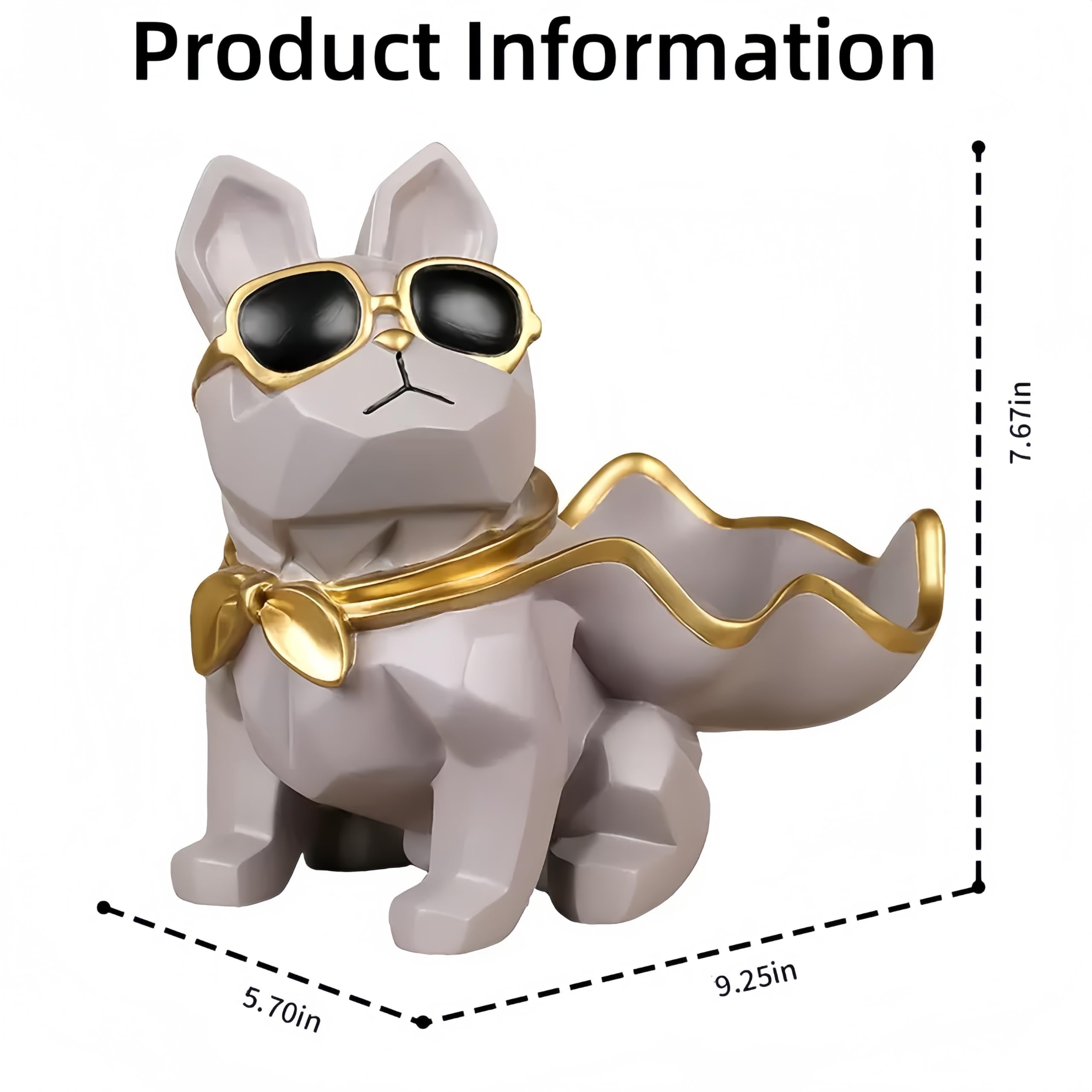 Statuetta Decorativa Cane Ciotola Gioielli Grigio Chiaro | Forma di Cane
