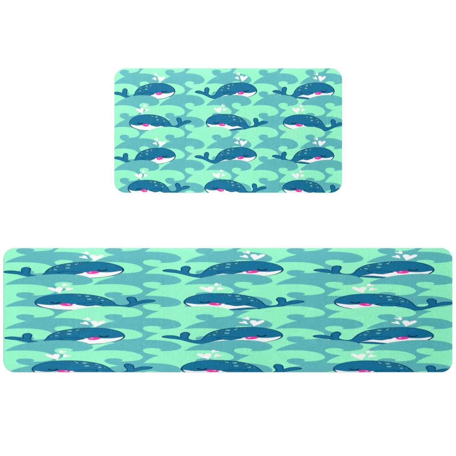 Tapis de cuisine antidérapants motif baleines pour sécuriser et égayer les sols glissants