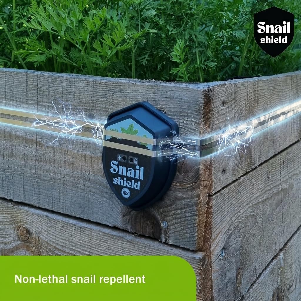 Snail Shield 2026 - Kit électrique pour plate-bande surélevée à escargots - Avec ruban de clôture de 11 m - Protection contre les limaces et les escargots - Pour jardins, parterres de légumes, plantes