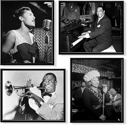 Decoración artística de pared de historia negra  Cuadros de músicos de jazz afroamericanos  Louis Armstrong Billie Holiday Ella Fitzgerald Duke