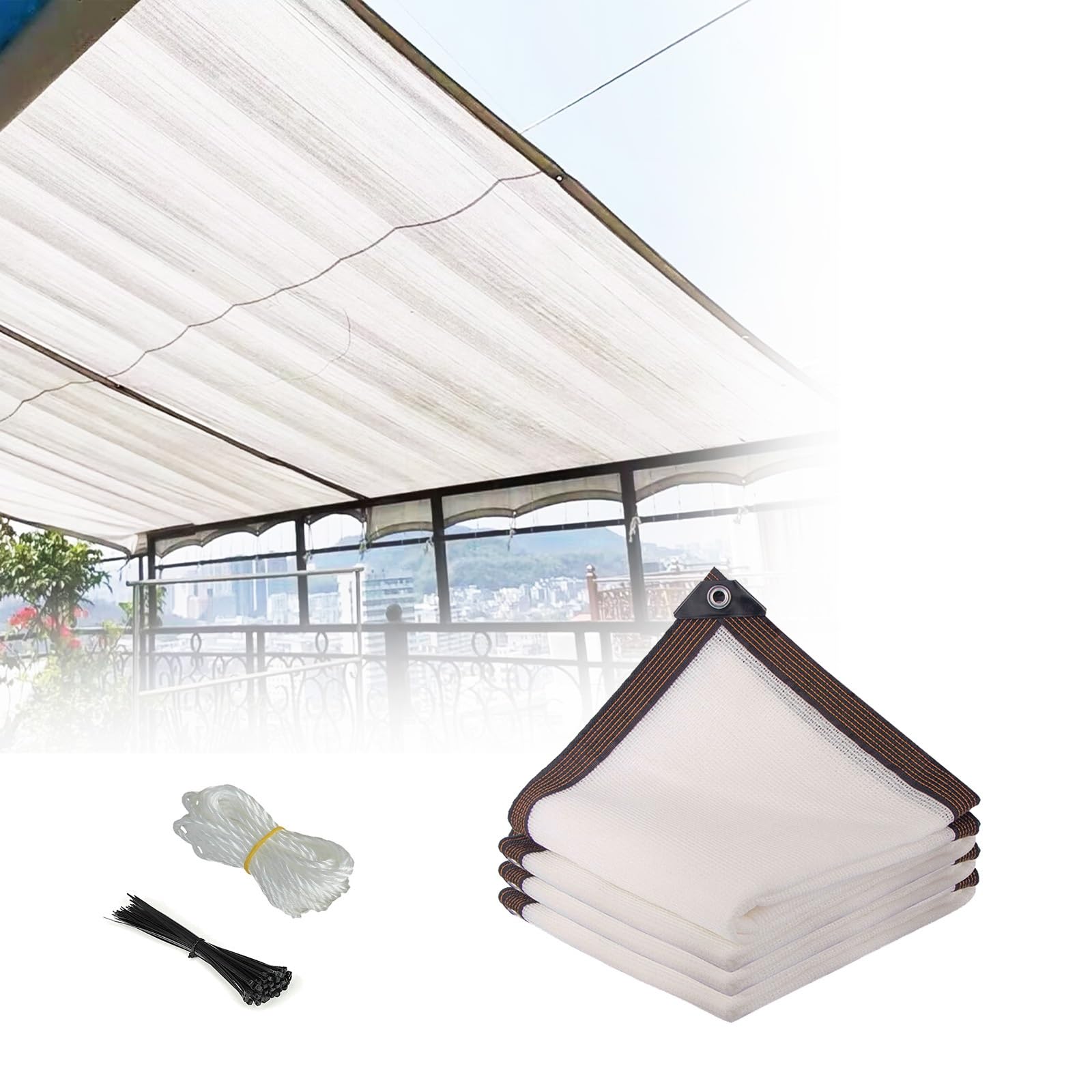 AJTXCSFOQL Shade Cloth White for Plant, 85% Garden Shade Mesh Tarp for Heat Protection Patio Outdoor Greenhouse Pergola Vegetable Chicken Coop, Easy Install Sun Screen Netting(8 x 12m)