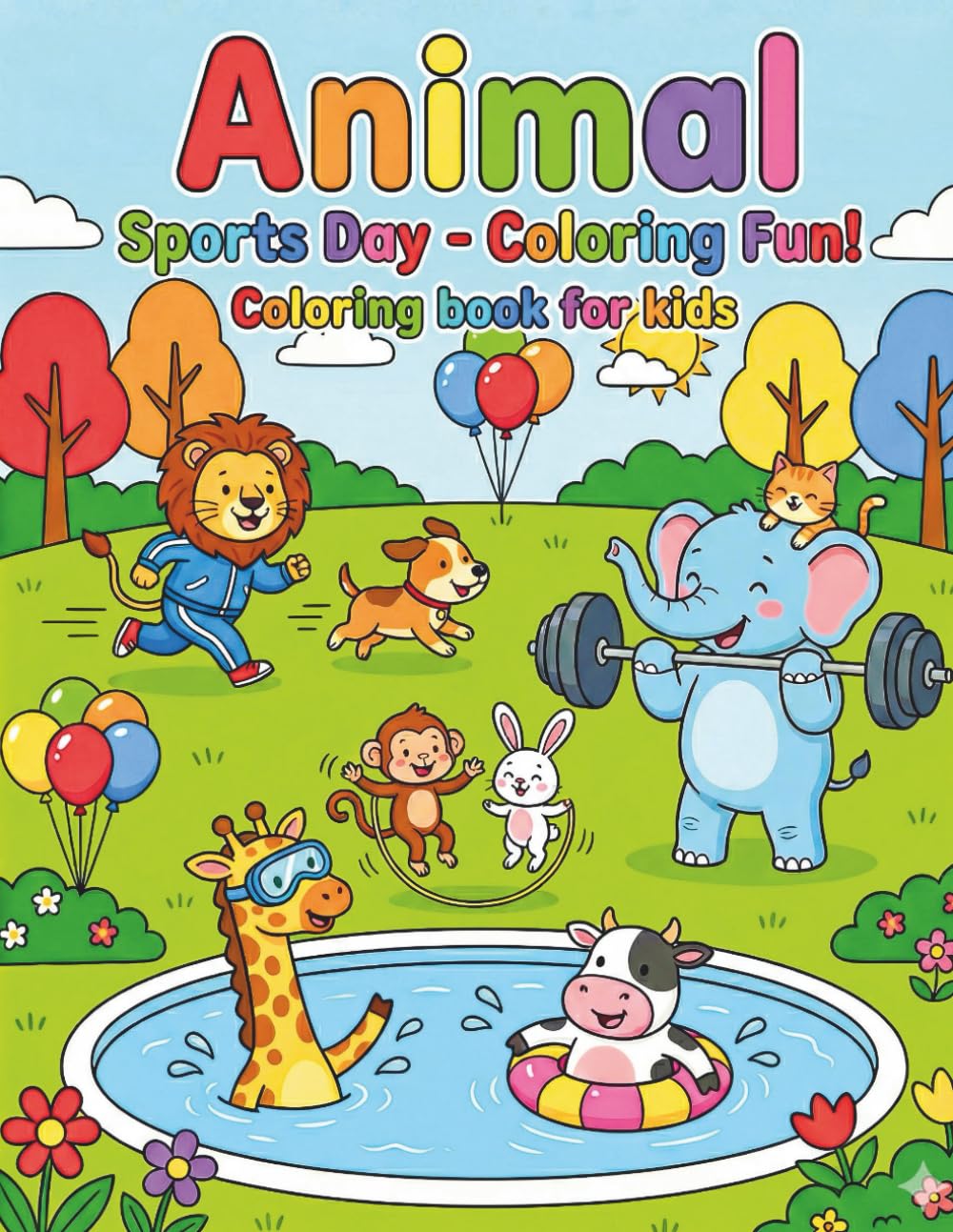 Animal Sports Day Coloring Book for Kids: 50 fun and easy sports-themed animal coloring pages for toddlers and preschoolers — great for developing motor skills and focus.