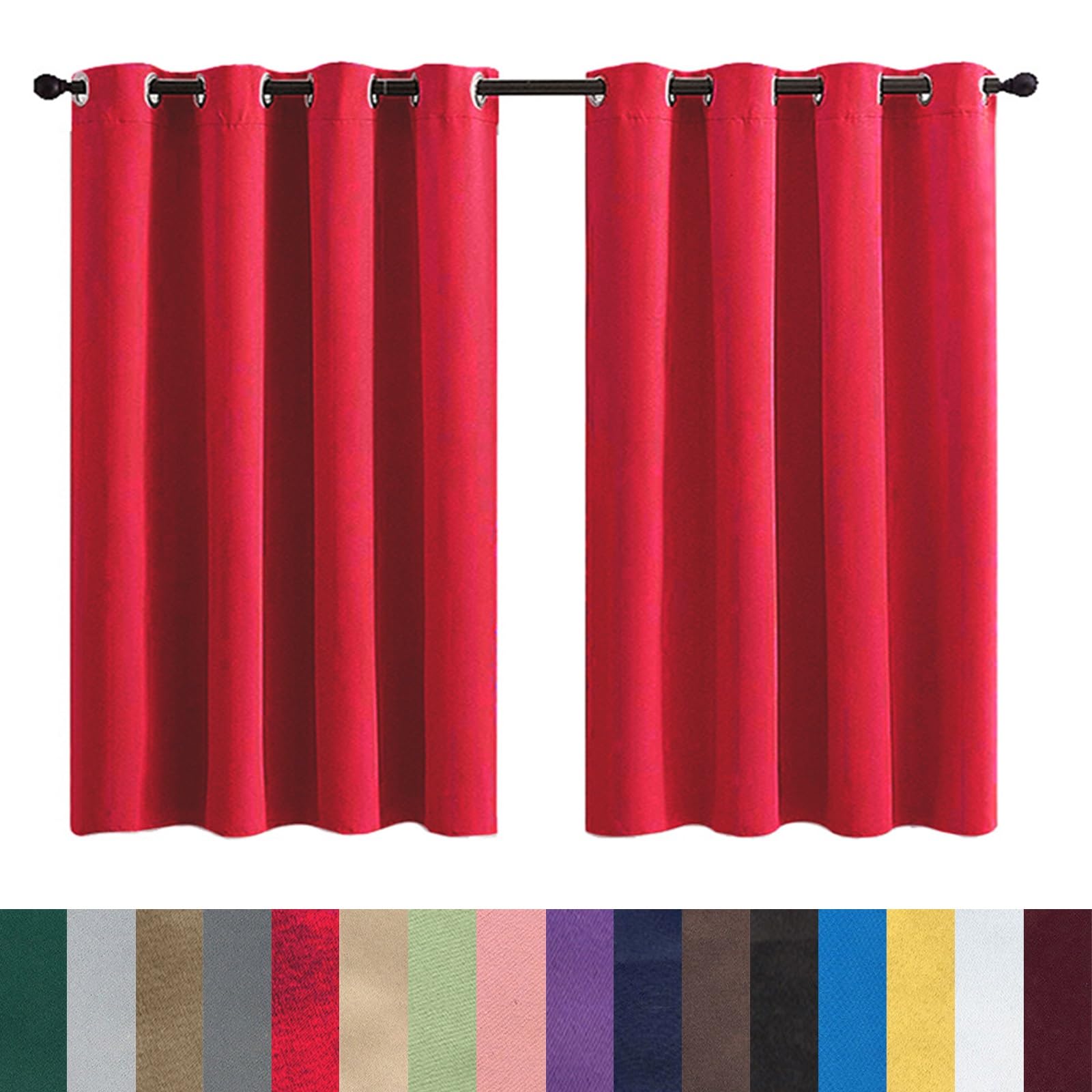 GAIFNAG Cortinas Opacas 1 Piezas 120 x 140 cm Frio y Calor Opacas 100%, Termicas Aislantes Frio y Calor Cortinas Dormitorio Térmicas Asilantes para Ventanas Salon/Cocina, Rojo
