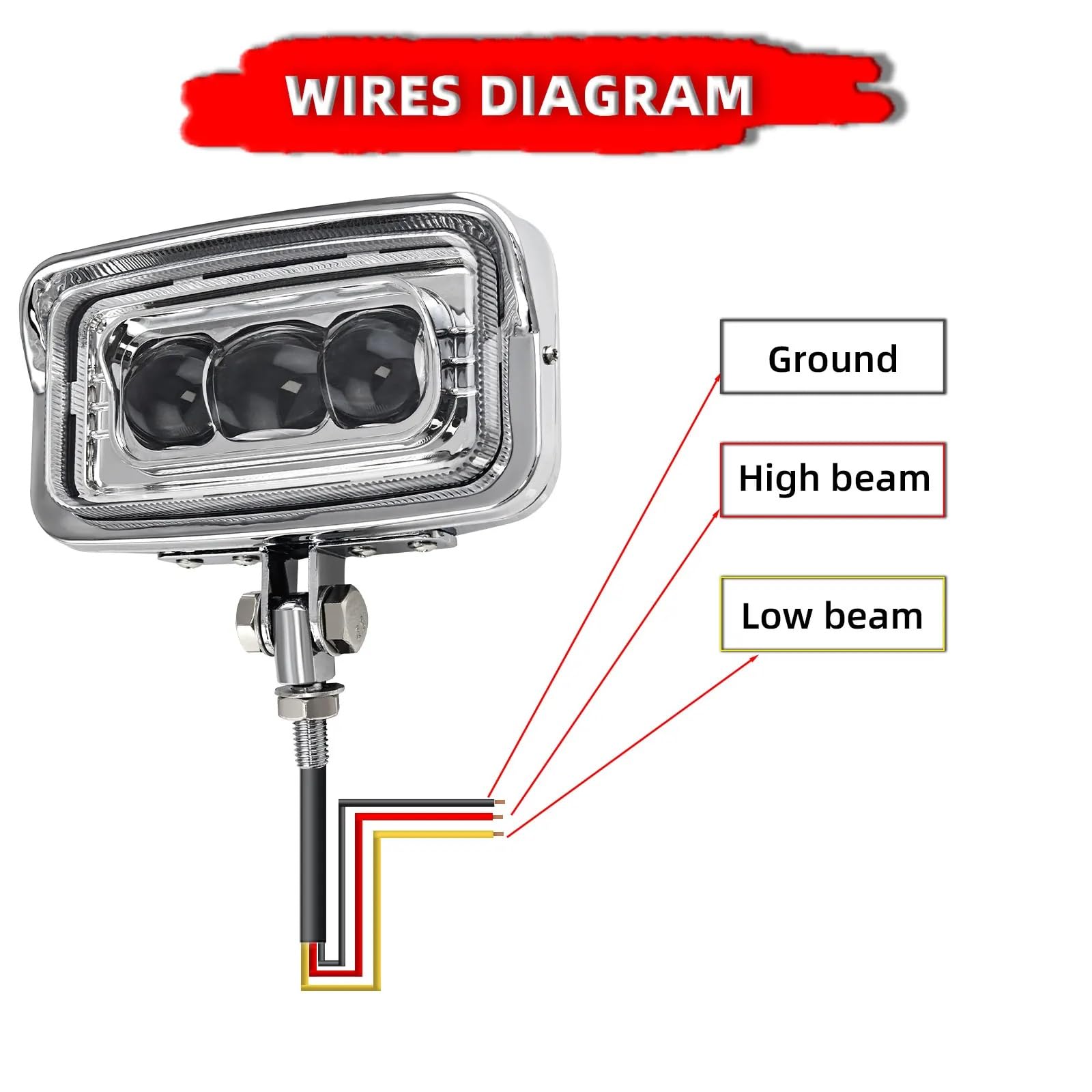 Faro Delantero Moto para Touring, para Cafe, para Racer, CPara Hopper, para Bobber, Motocicleta, Luz LED Cuadrada, Rectangular, Conexión De Faro Doble(Connecting Bracket)