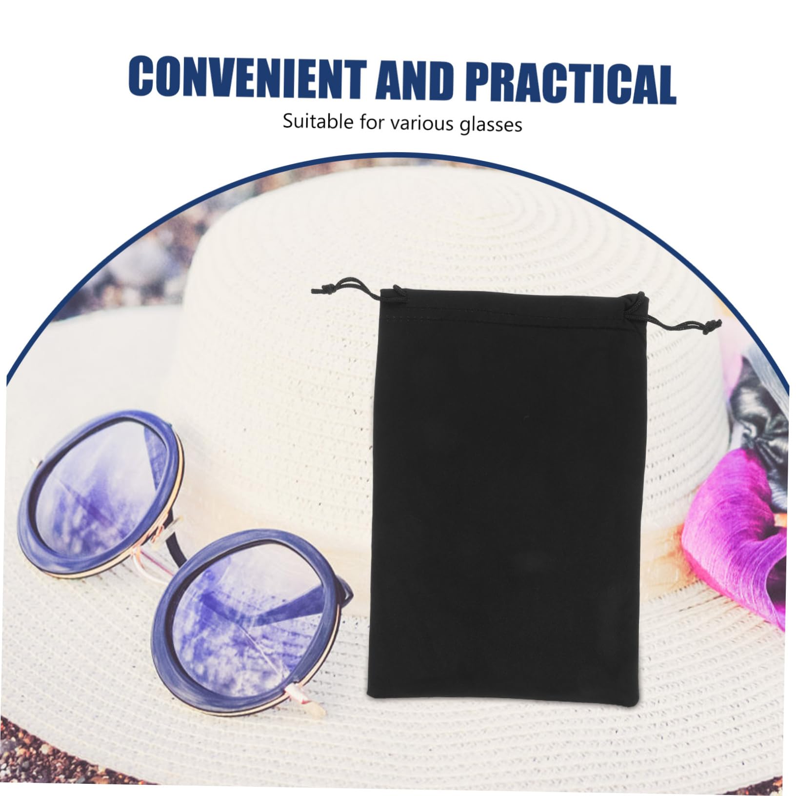 Yardwe Lot de 10 Pochettes à Lunettes de Ski 25x14 Cm en Microfibre Noire, Paquet de Protection Rembourrés Cordon de Serrage, Étuis de Transport Légers pour Voyage et Rangement