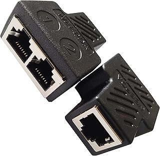 SHANFEILU RJ45 Splitter Adapter RJ45 8P8C Female to 2 Female Splitter Coupler LAN Ethernet Network 1 to 2 Ethernet Splitter Adapter Connector for Cat5 Cat6 2-Pack