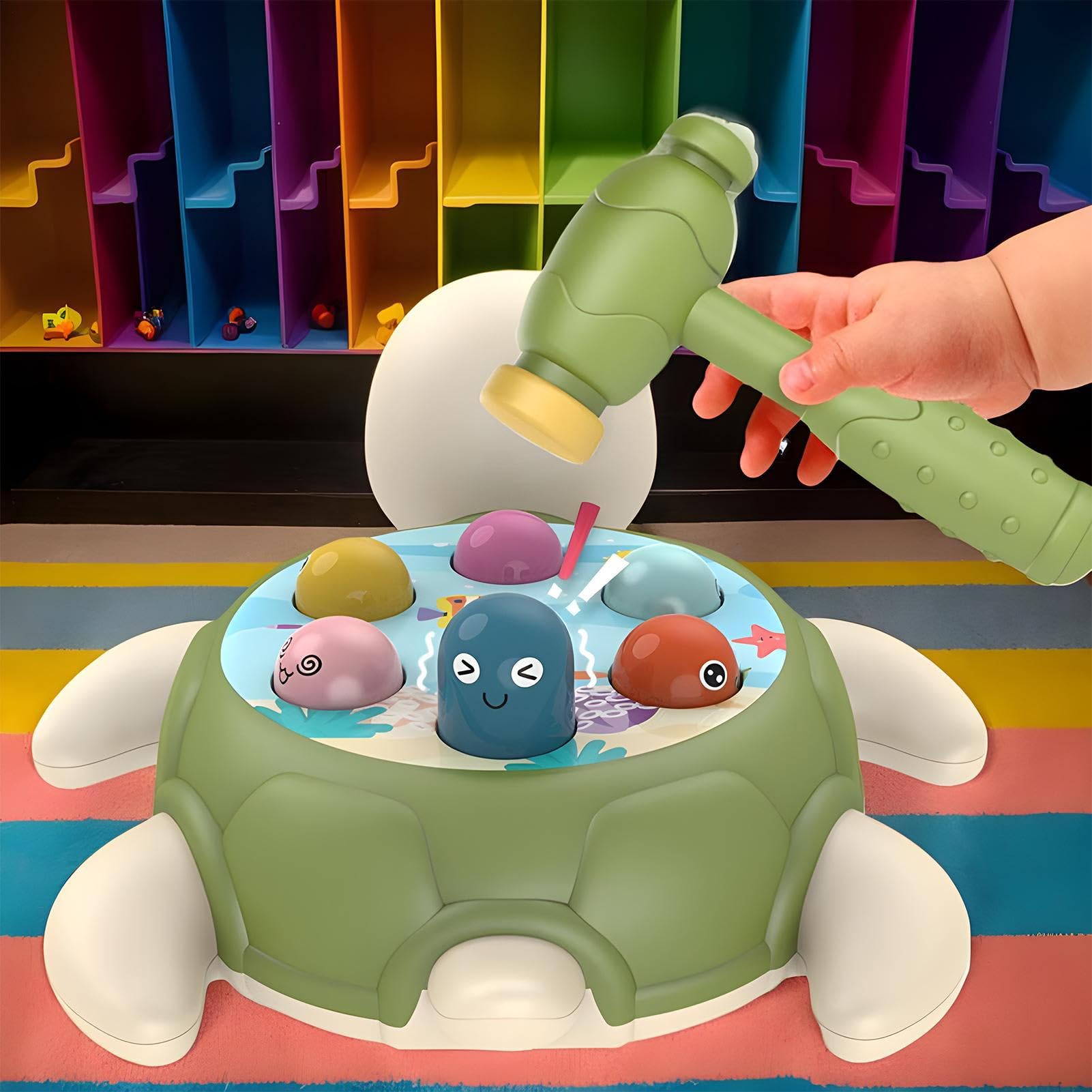 Générique Jeu De Tape Taupe - Jeu De Marteau Tortue - Éducatif Interactif Mignon pour D'âge Préscolaire Bébés Garçon Et Fille pour Développement des Compétences Activités Ludiques
