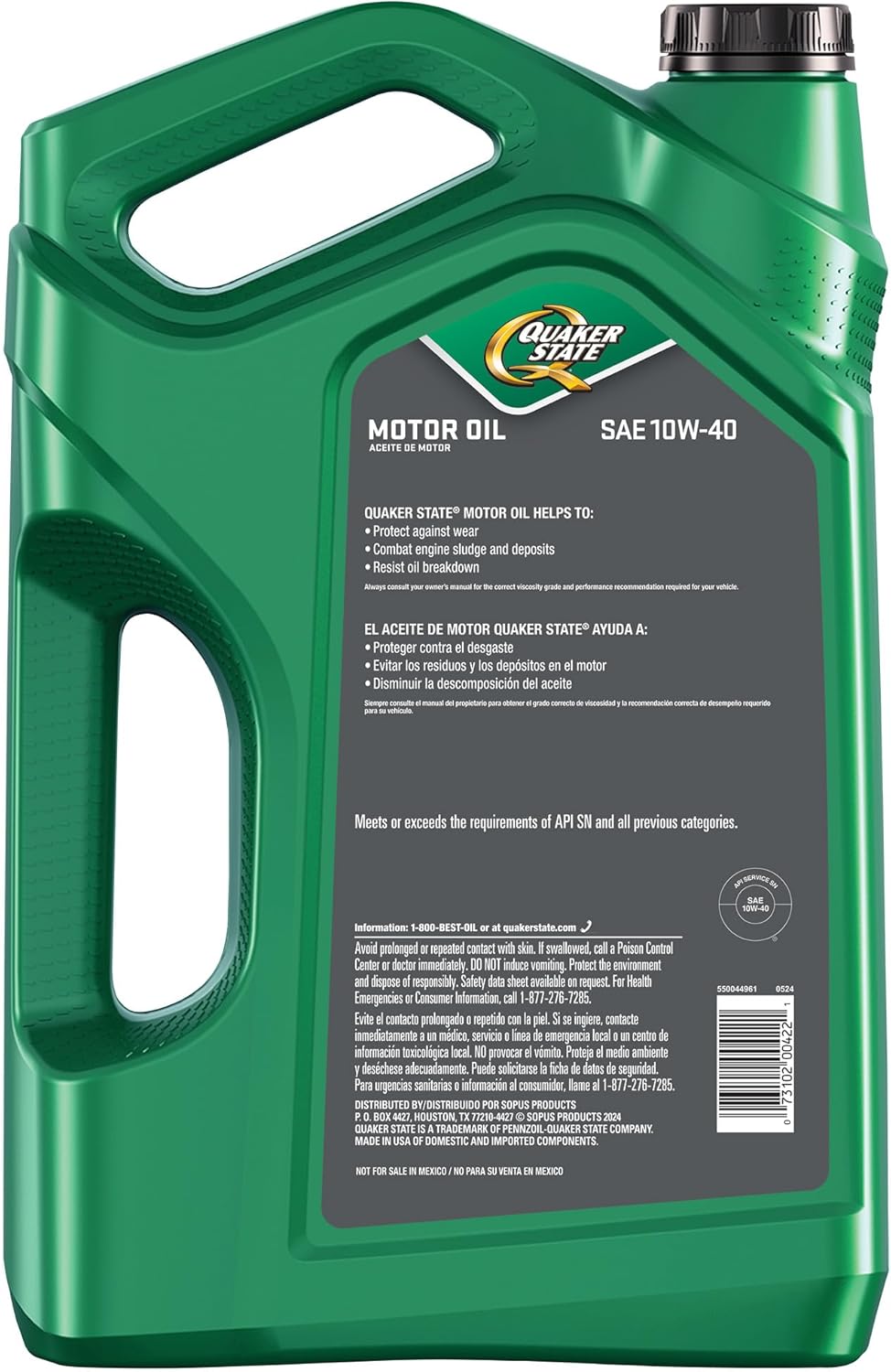 Quaker State Motor Oil, 10W-40, 5 Quart