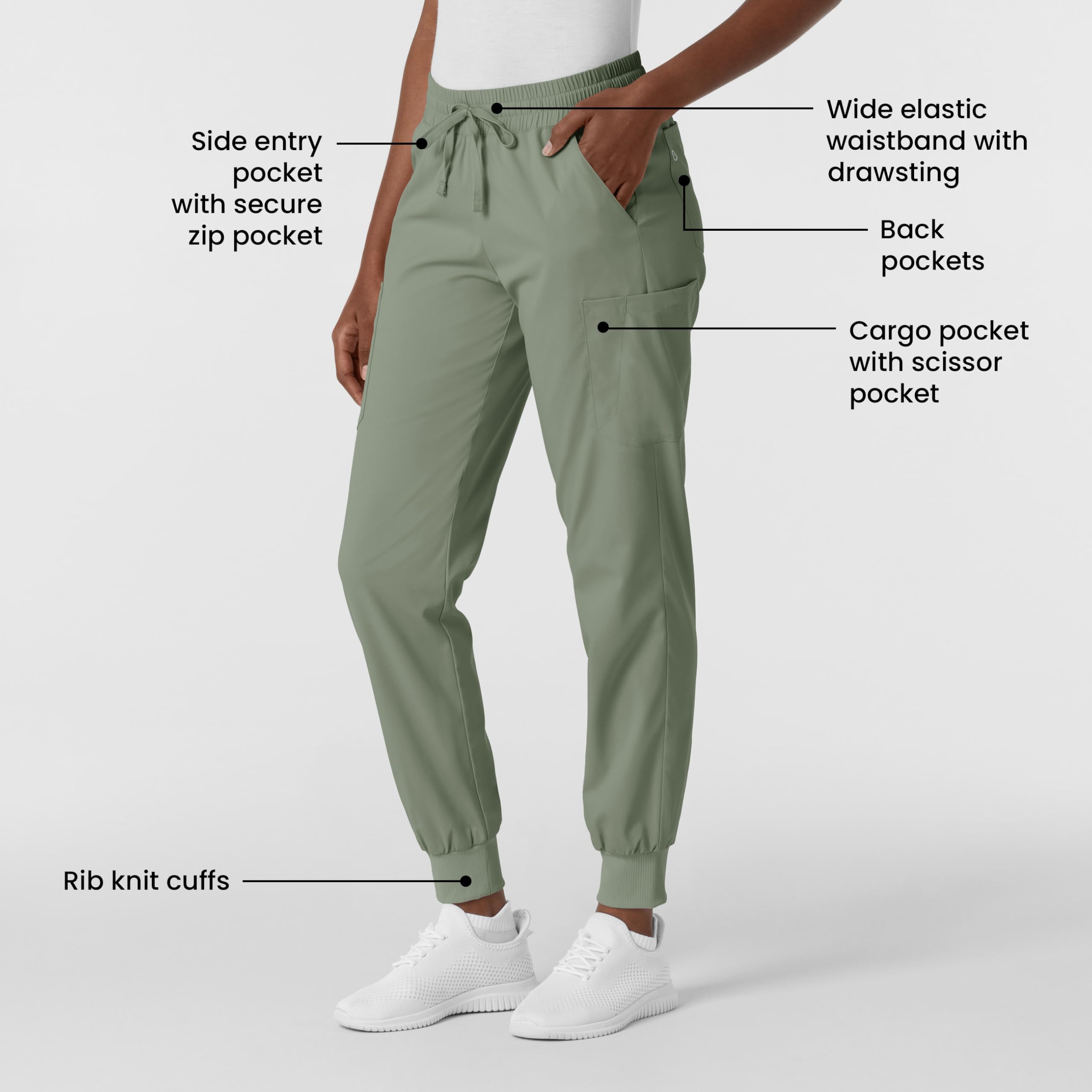 WonderWink Pantalón deportivo para mujer, Salvia, X-Large