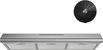 FIREGAS Under Cabinet Range Hood 36 inch with Ducted/Ductless Convertible, Slim Kitchen Vent Hood, LED Light, 3 Speed Exhaust Fan, Reusable Aluminum Filter, Push Button,Charcoal Filter