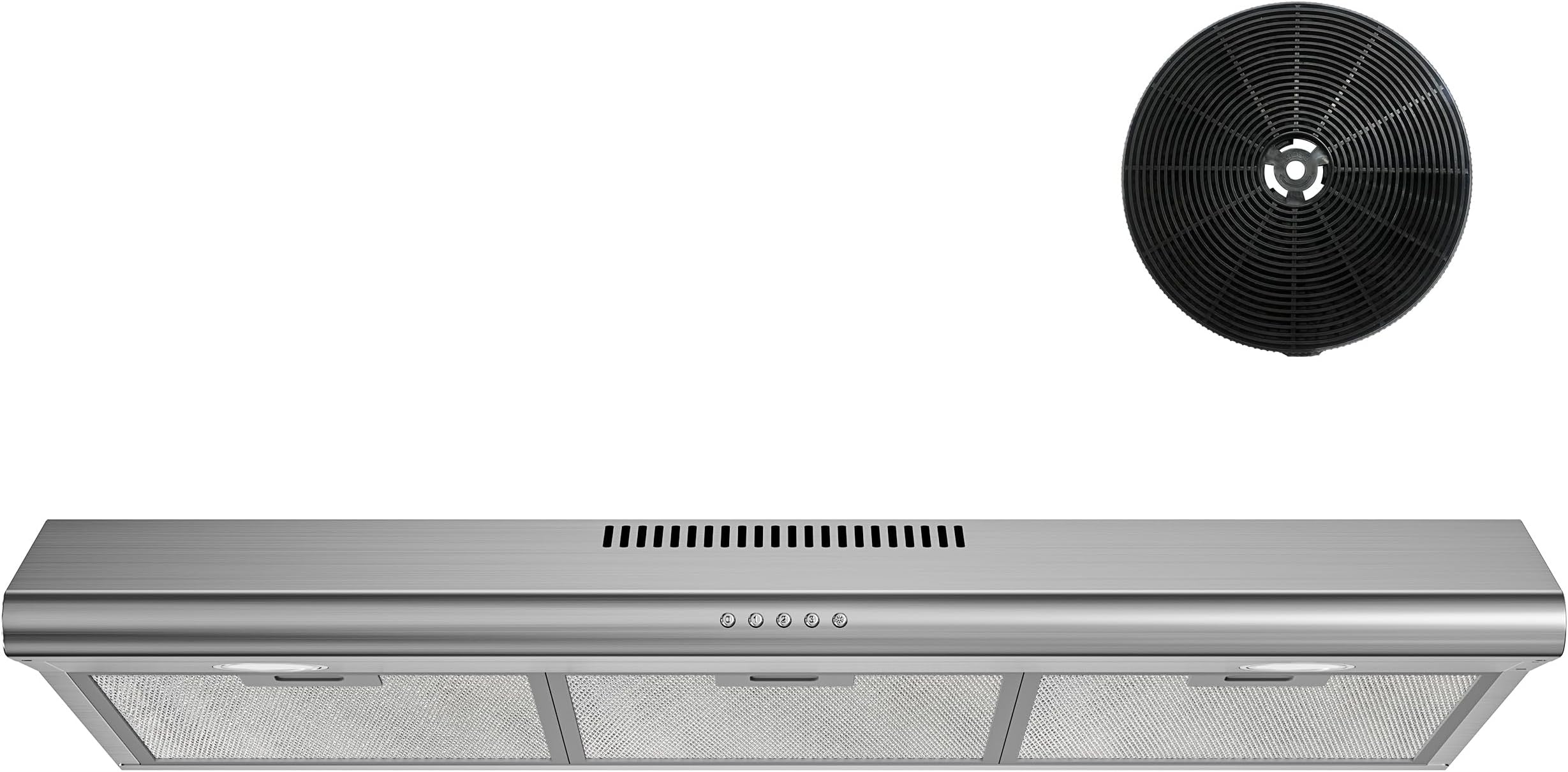 FIREGAS Under Cabinet Range Hood 36 inch with Ducted/Ductless Convertible, Slim Kitchen Vent Hood, LED Light, 3 Speed Exhaust Fan, Reusable Aluminum Filter, Push Button,Charcoal Filter