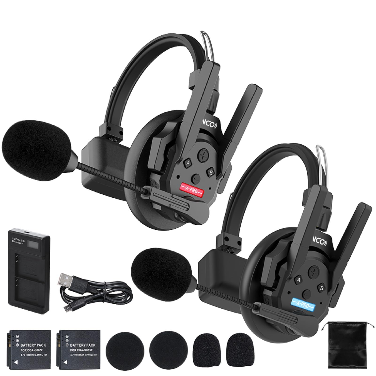 SYNCO XTALK XPRO2 Wireless Intercom Headset System, Full-Duplex 2.4GHz Kit