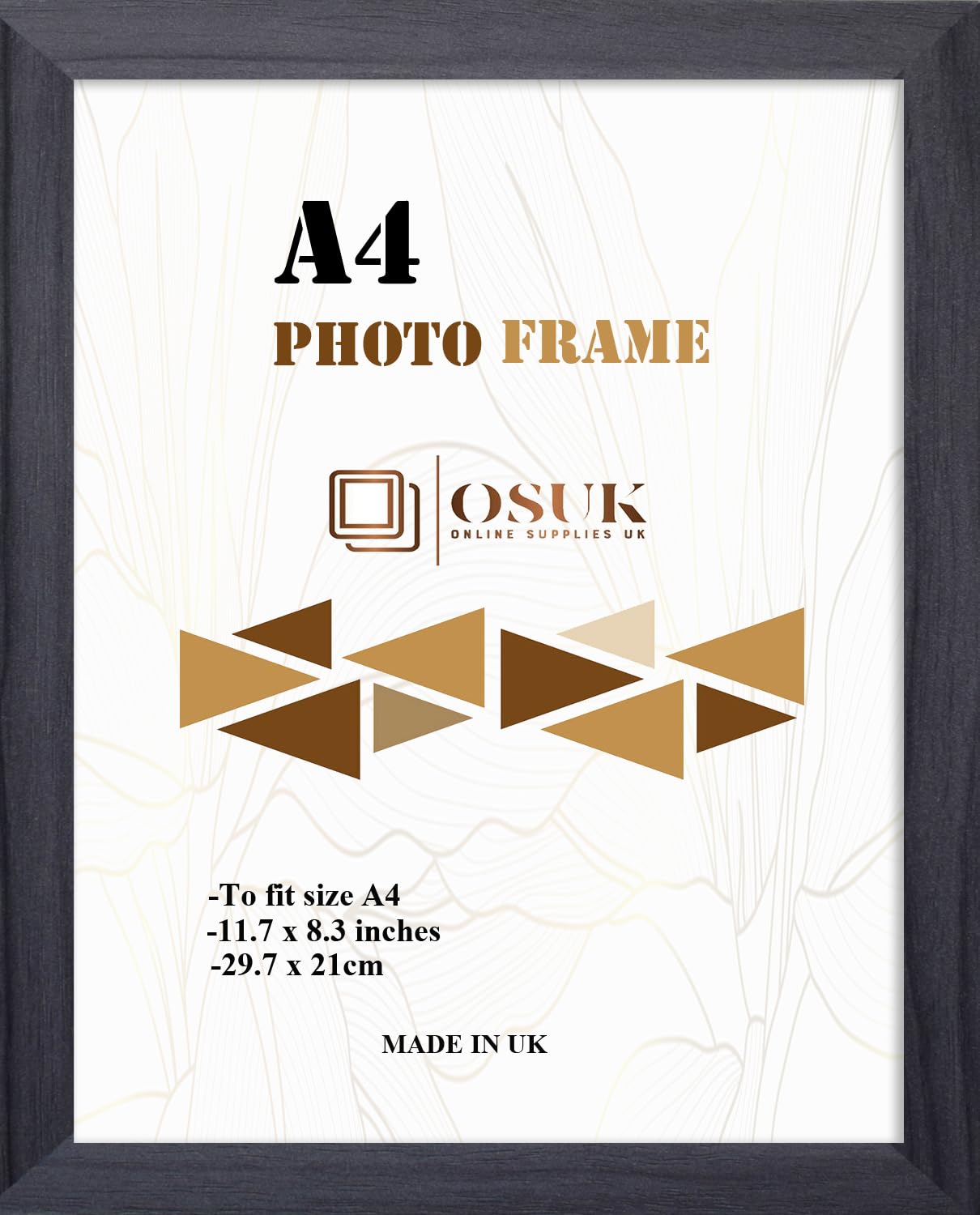 OSUK A4 Frame Grey In Size 21 x 29.7 cm Frame Certificate A4 Photo Frame with Clear Perspex Front & Wall Mounting to Hang Portrait or Landscape (Grey)