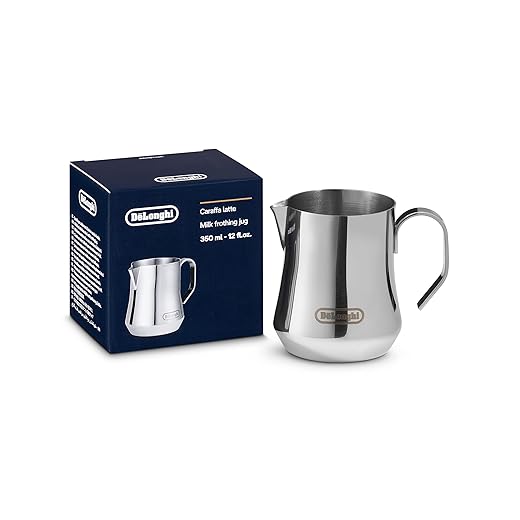 De'Longhi Stainless Steel Milk Frothing Pitcher, 12 ounce (350 ml), Barista Tool, Frother Jug for Espresso Machine Coffee Cappuccino Latte Art, DLSC0, 12 oz