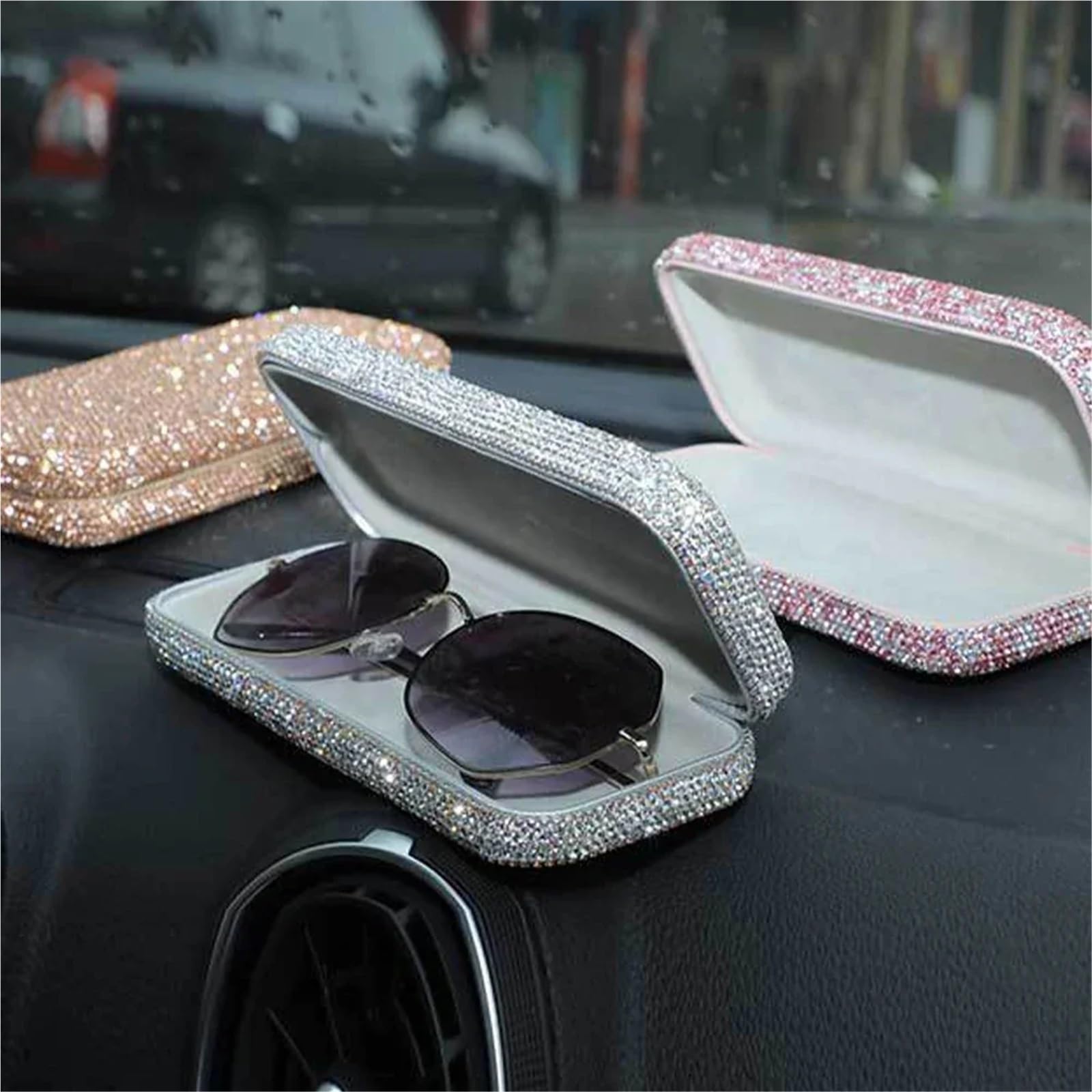 Custodia for occhiali da 2 pezzi con diamante strass protettiva sole Scatola Per Occhiali