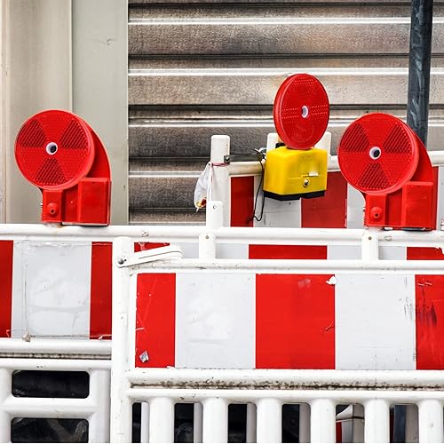 Miniatura 7 de Kingdder 48 reflectores delanteros redondos para postes de puerta de entrada remolques reflectores de seguridad con agujeros de montaje centrales