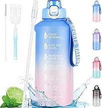 AOHAN Trinkflasche 2l, Sport Trinkflasche mit Strohhalm Auslaufsicher, BPA-Frei Große Wasserflasche, Sportflasche Mit Zeitmarkierungen Für Sport, Fitness, Wandern - Spülmaschinenfest