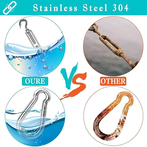 Miniatura 3 de Kit de accesorios para toldo para jardín, exterior y patio  GA1FSL, 5 pulgadas, resistente, acero inoxidable 304 grado  Instalación de vela