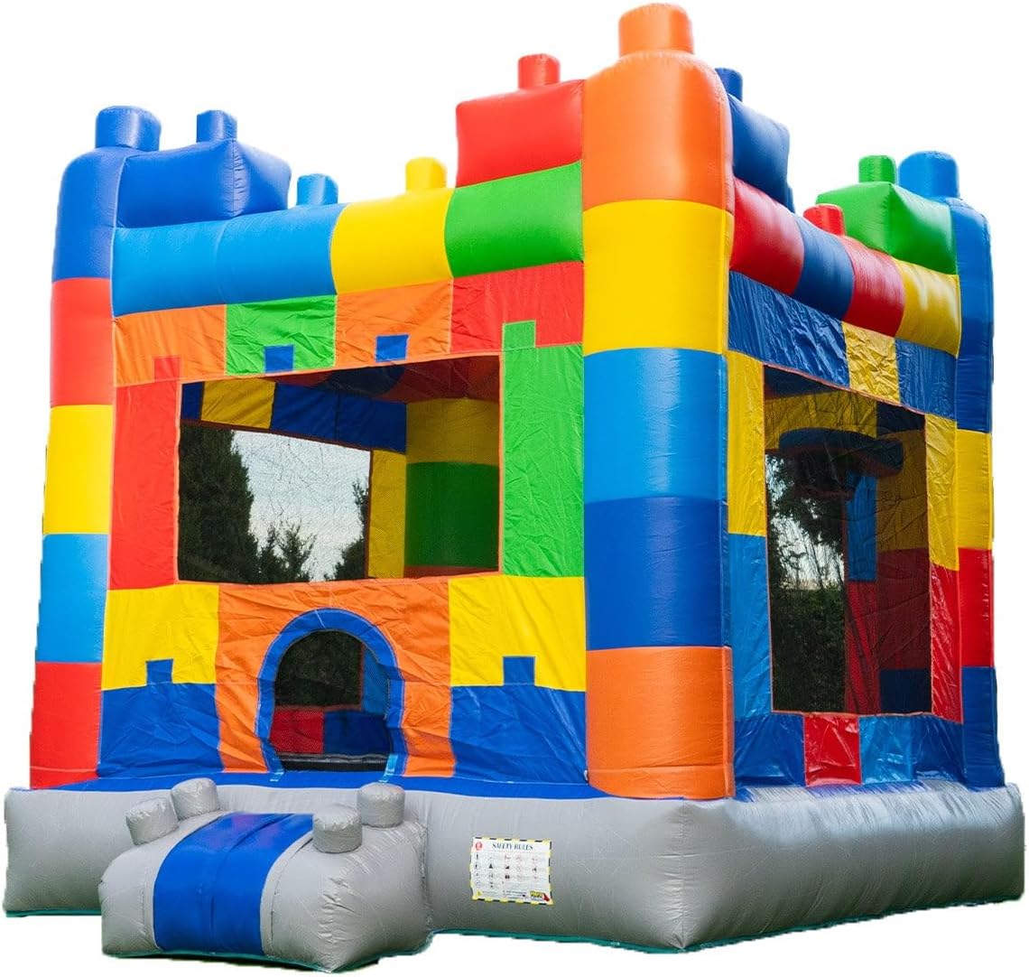 HeroKiddo 12.5'x13' Commercial Bounce House with Blower & Basketball Hoop; Durable 13' Tall Marble Vinyl Inflatable Jumper for Kids and Adults, Rental Quality, Indoor & Outdoor