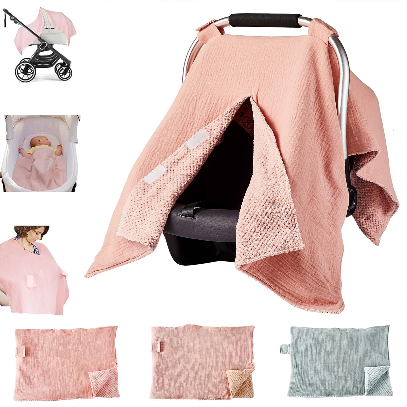Soft & Breathable Baby Bassinet Sleeve Solid Color Comfortable Seats Protector Case for Travel and Outdoor
