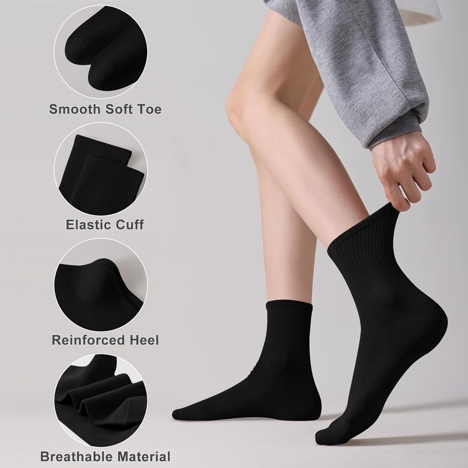 Womens Crew Socks Casual Calf Socks Cute Soft Above Ankle Sock 6 Pairs Size 5-10 - Image 3